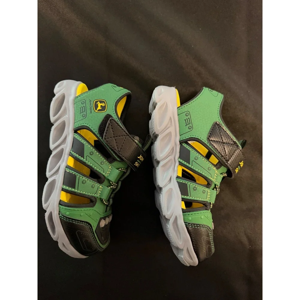 Skechers John Deere Boys Light Up Sandals Green Black 407070L Size 11